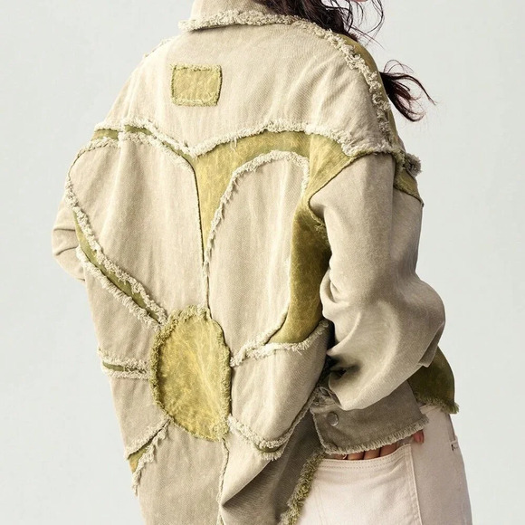 Multicolor Casual Women's Woven Turndown Collar Long Sleeve Loose Washed Jacket - Picture 5 of 8